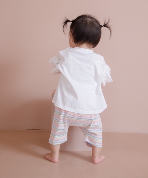 MAKE YOUR DAY（メイクユアデイ）の「ボーダーテレコマチ付きベビーパンツ（その他ベビーウェア・キッズ・ミント/オレンジ/ピンク・70/80/90）」の9枚目の写真