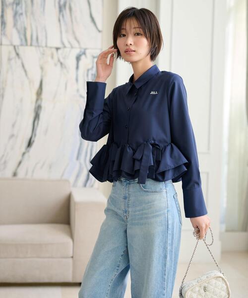 JILL by JILL STUART(ジルバイジルスチュアート)の「フリルヘムショートブラウス(シャツ/ブラウス・レディース・ネイビー/ホワイト/ブルー・FREE)」の15枚目の写真