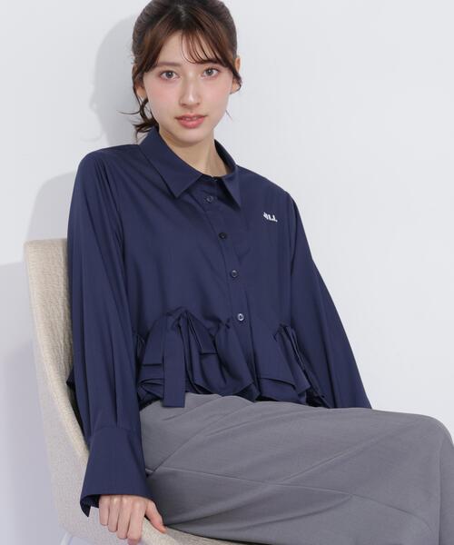 JILL by JILL STUART(ジルバイジルスチュアート)の「フリルヘムショートブラウス(シャツ/ブラウス・レディース・ネイビー/ホワイト/ブルー・FREE)」の13枚目の写真