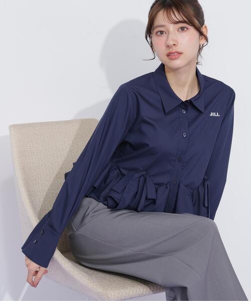 JILL by JILL STUART(ジルバイジルスチュアート)の「フリルヘムショートブラウス(シャツ/ブラウス・レディース・ネイビー/ホワイト/ブルー・FREE)」の12枚目の写真