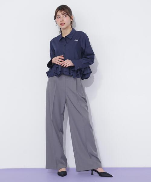 JILL by JILL STUART(ジルバイジルスチュアート)の「フリルヘムショートブラウス(シャツ/ブラウス・レディース・ネイビー/ホワイト/ブルー・FREE)」の10枚目の写真