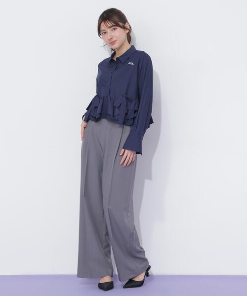 JILL by JILL STUART(ジルバイジルスチュアート)の「フリルヘムショートブラウス(シャツ/ブラウス・レディース・ネイビー/ホワイト/ブルー・FREE)」の9枚目の写真