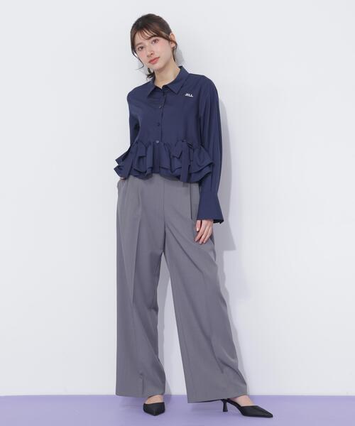 JILL by JILL STUART(ジルバイジルスチュアート)の「フリルヘムショートブラウス(シャツ/ブラウス・レディース・ネイビー/ホワイト/ブルー・FREE)」の8枚目の写真