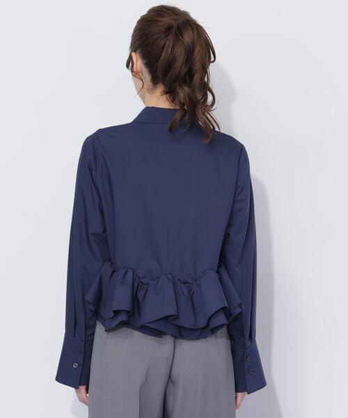 JILL by JILL STUART(ジルバイジルスチュアート)の「フリルヘムショートブラウス(シャツ/ブラウス・レディース・ネイビー/ホワイト/ブルー・FREE)」の6枚目の写真