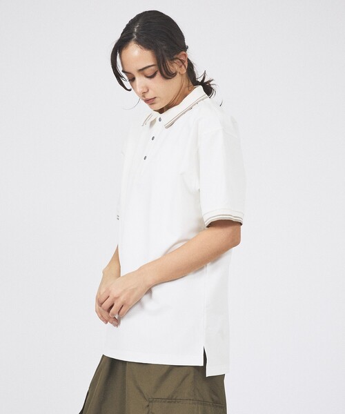 TAION(タイオン)の「【TAION / タイオン】 NON DOWN BASIC JERSEY FABLIC HALF SLEEVE POLO /ジャージー ファブリック ハーフ ポロシャツ/ユニセックス 【WEB限定】(ポロシャツ・メンズ・オフホワイト/ダークネイビー/ブラック・XL/L/M)」の8枚目の写真