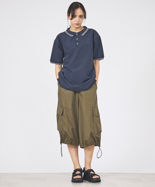 TAION(タイオン)の「【TAION / タイオン】 NON DOWN BASIC JERSEY FABLIC HALF SLEEVE POLO /ジャージー ファブリック ハーフ ポロシャツ/ユニセックス 【WEB限定】(ポロシャツ・メンズ・オフホワイト/ダークネイビー/ブラック・XL/L/M)」の5枚目の写真