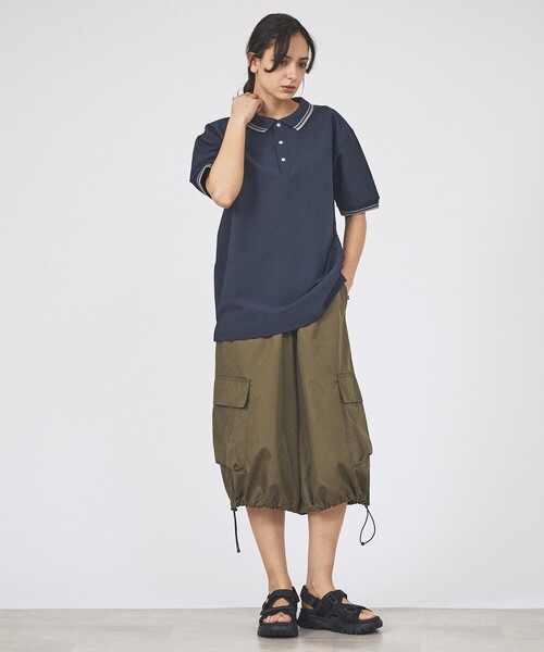TAION(タイオン)の「【TAION / タイオン】 NON DOWN BASIC JERSEY FABLIC HALF SLEEVE POLO /ジャージー ファブリック ハーフ ポロシャツ/ユニセックス 【WEB限定】(ポロシャツ・メンズ・オフホワイト/ダークネイビー/ブラック・XL/L/M)」の4枚目の写真