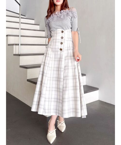 dazzlin（ダズリン）の「レースオフショルニットトップス（ニット/セーター・レディース・グレー/ブラック/オフホワイト・FREE）」の10枚目の写真