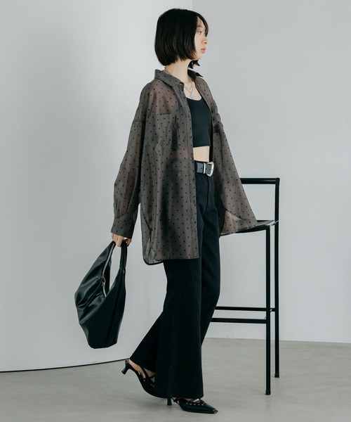 PAGEBOY（ページボーイ）の「クルケアシアーシャツロングスリーブ（シャツ/ブラウス・レディース・オフホワイト/ブラック/ブルー/ドット・FREE）」の22枚目の写真