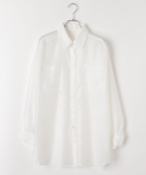 PAGEBOY（ページボーイ）の「クルケアシアーシャツロングスリーブ（シャツ/ブラウス・レディース・オフホワイト/ブラック/ブルー/ドット・FREE）」の5枚目の写真