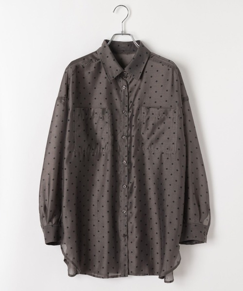 PAGEBOY（ページボーイ）の「クルケアシアーシャツロングスリーブ（シャツ/ブラウス・レディース・オフホワイト/ブラック/ブルー/ドット・FREE）」の7枚目の写真