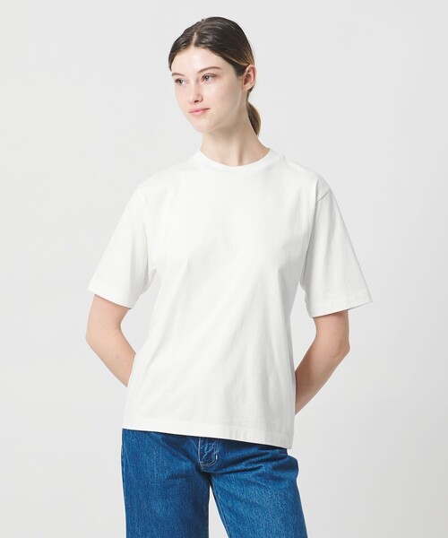 LOEFF（ロエフ）の「＜LOEFF＞スビンコットン ショートスリーブ カットソー（Tシャツ/カットソー・レディース・グレー系/ホワイト・FREE）」の3枚目の写真