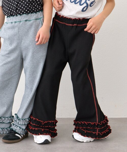 CIAOPANIC TYPY(チャオパニックティピー)の「【KIDS】裾フリル配色ステッチ微フレアリブパンツ《ジュニアサイズあり》(スウェットパンツ・キッズ・グレー/ブラック/ブルー・MEDIUM/SMALL/XX-LARGE/X-LARGE/LARGE)」の16枚目の写真