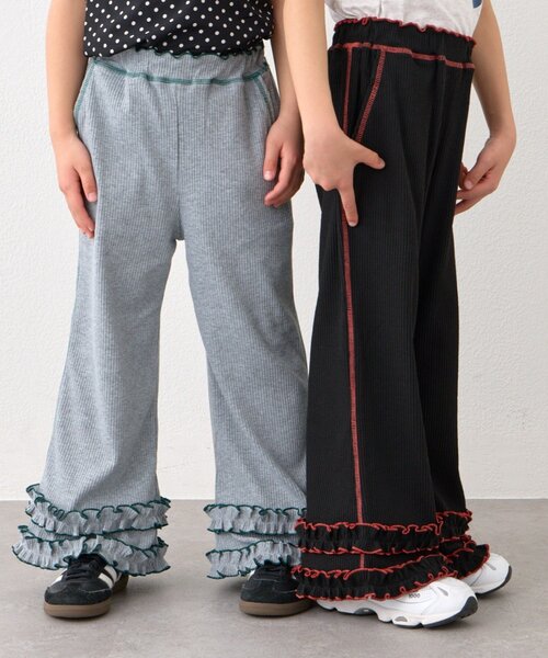 CIAOPANIC TYPY(チャオパニックティピー)の「【KIDS】裾フリル配色ステッチ微フレアリブパンツ《ジュニアサイズあり》(スウェットパンツ・キッズ・グレー/ブラック/ブルー・MEDIUM/SMALL/XX-LARGE/X-LARGE/LARGE)」の17枚目の写真