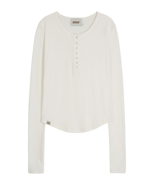 ERER(エルエル)の「Henley Neck Soft T-shirt White(Tシャツ/カットソー・レディース・ホワイト・F)」の9枚目の写真