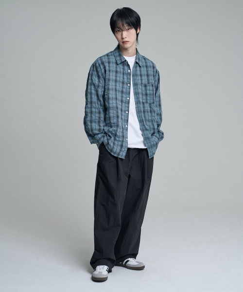 MOOVN（ムブン）の「ヴィンテージリンクルチェックシャツブルー（シャツ/ブラウス・メンズ・その他・LARGE/MEDIUM）」の6枚目の写真