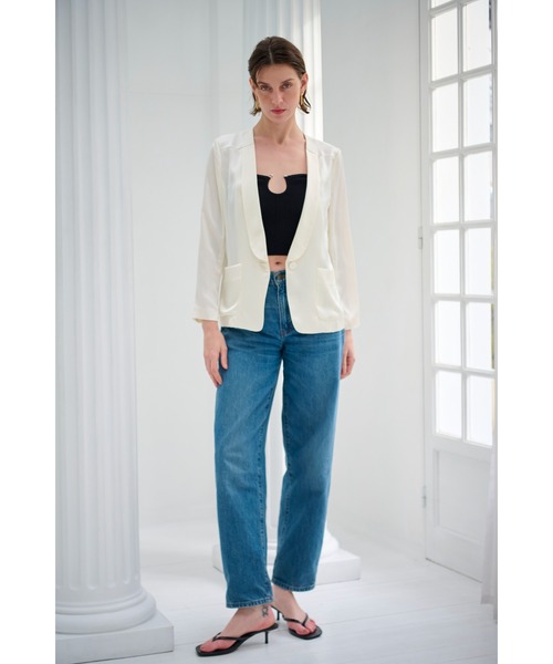 Estella.K(エステラケー)の「Rosana Jacket エアリーサテンジャケット(その他アウター・レディース・ベージュ/オフホワイト/ブラック・FREE)」の22枚目の写真