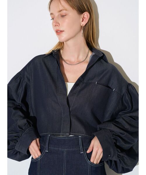 ELENDEEK（エレンディーク）の「クロップドシャツ（シャツ/ブラウス・レディース・インディゴブルー/その他1/オフホワイト・FREE）」の6枚目の写真