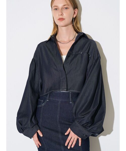 ELENDEEK（エレンディーク）の「クロップドシャツ（シャツ/ブラウス・レディース・インディゴブルー/その他1/オフホワイト・FREE）」の11枚目の写真