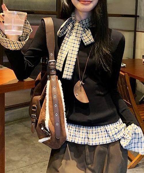 HALEY PESCA（ヘーリーペスカ）の「HALEY PESCA/紐付きフリルトップス　カットソー（Tシャツ/カットソー・レディース・ブラック・SMALL）」の3枚目の写真