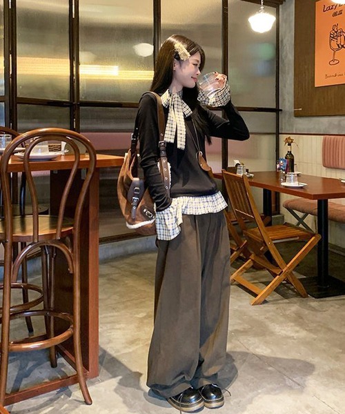 HALEY PESCA（ヘーリーペスカ）の「HALEY PESCA/紐付きフリルトップス　カットソー（Tシャツ/カットソー・レディース・ブラック・SMALL）」の8枚目の写真