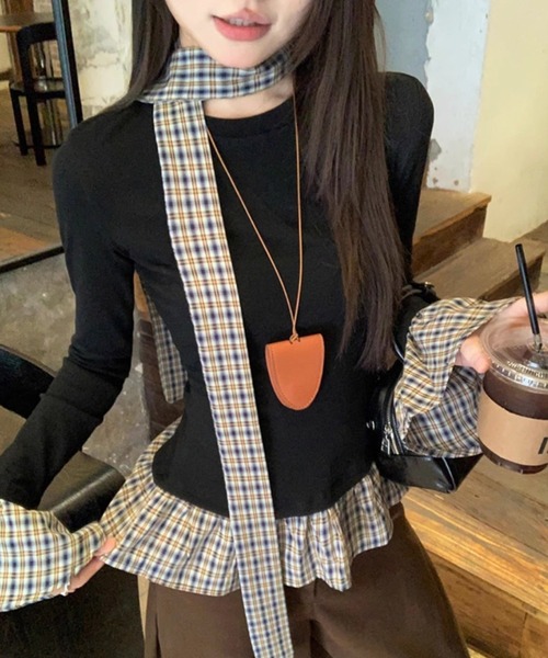 HALEY PESCA（ヘーリーペスカ）の「HALEY PESCA/紐付きフリルトップス　カットソー（Tシャツ/カットソー・レディース・ブラック・SMALL）」の10枚目の写真