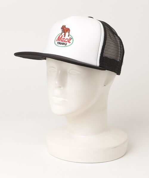 CALIFORNIA HAVE A NICE TIME !(カリフォルニアハブァナイスタイム)の「MACK TRUCKS MESH CAP トラッカーキャップ 刺繍 ブルドック アメリカ 企業物 オールシーズン(キャップ・メンズ・ブラック×ホワイト/グリーン/ブラック×ブラック・FREE)」の1枚目の写真