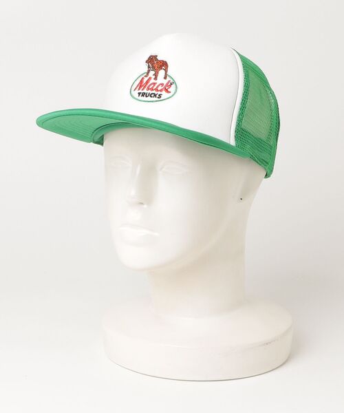 CALIFORNIA HAVE A NICE TIME !(カリフォルニアハブァナイスタイム)の「MACK TRUCKS MESH CAP トラッカーキャップ 刺繍 ブルドック アメリカ 企業物 オールシーズン(キャップ・メンズ・ブラック×ホワイト/グリーン/ブラック×ブラック・FREE)」の3枚目の写真