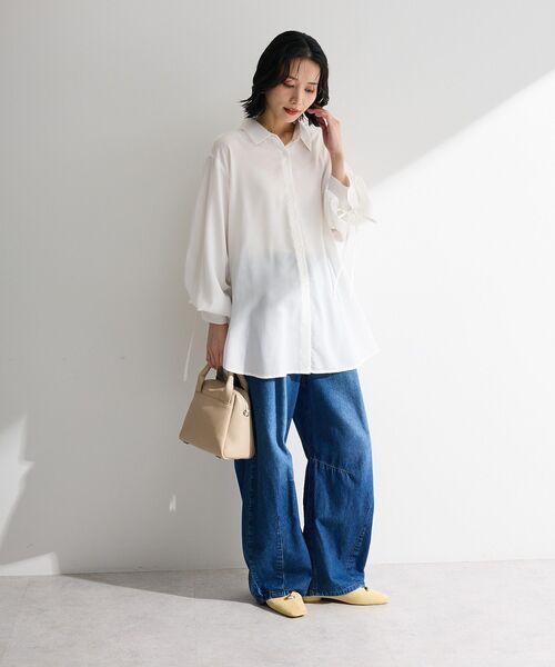 Green Parks(グリーンパークス)の「【しゃれシャツ】イージーケアシャーリングシャツ(シャツ/ブラウス・レディース・ブラック/サックスブルー/オフホワイト/ベージュ・FREE)」の13枚目の写真