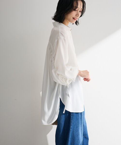 Green Parks(グリーンパークス)の「【しゃれシャツ】イージーケアシャーリングシャツ(シャツ/ブラウス・レディース・ブラック/サックスブルー/オフホワイト/ベージュ・FREE)」の15枚目の写真