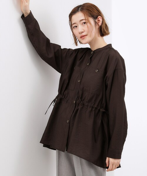 grove(グローブ)の「高評価!【体型カバー・洗える】シアーサファリシャツジャケット(シャツ/ブラウス・レディース・キャメル/ブラウン系その他/サックスブルー/オフホワイト・02/03/01/05/04)」の3枚目の写真