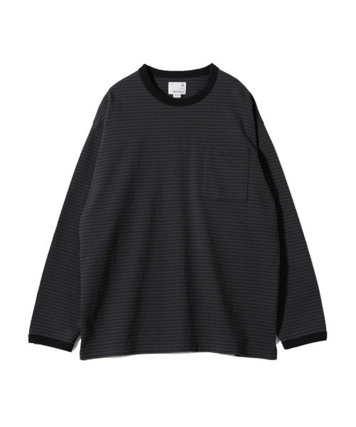 HORLISUN(ホーリーサン)の「Powell Long Sleeve Stripe T-shirt Charcoal(Tシャツ/カットソー・メンズ・その他・SMALL/LARGE/MEDIUM)」の1枚目の写真