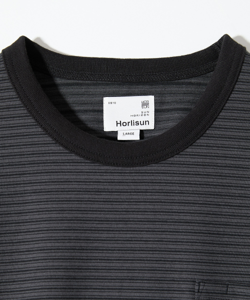 HORLISUN(ホーリーサン)の「Powell Long Sleeve Stripe T-shirt Charcoal(Tシャツ/カットソー・メンズ・その他・SMALL/LARGE/MEDIUM)」の3枚目の写真