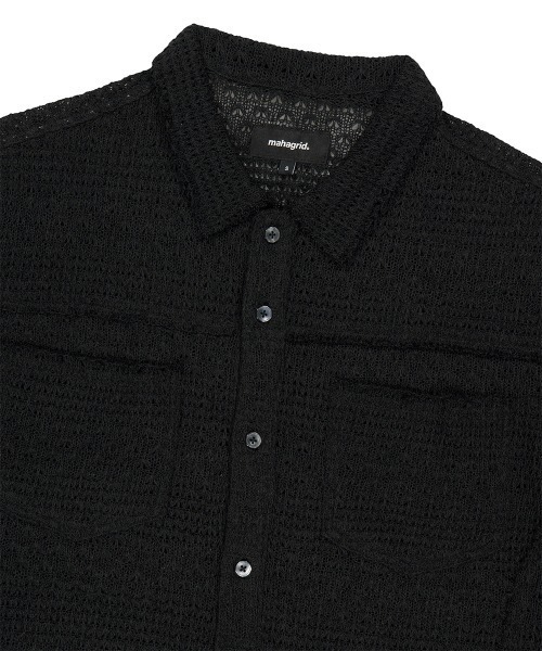 MAHAGRID(マハグリッド)の「『mahagrid/マハグリッド』RAW CUT KNIT HALF SHIRT/ローカット ニット ハーフシャツ(シャツ/ブラウス・レディース・ブラック/アイボリー・S)」の11枚目の写真
