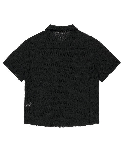 MAHAGRID(マハグリッド)の「『mahagrid/マハグリッド』RAW CUT KNIT HALF SHIRT/ローカット ニット ハーフシャツ(シャツ/ブラウス・レディース・ブラック/アイボリー・S)」の10枚目の写真