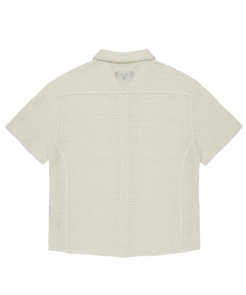 MAHAGRID(マハグリッド)の「『mahagrid/マハグリッド』RAW CUT KNIT HALF SHIRT/ローカット ニット ハーフシャツ(シャツ/ブラウス・レディース・ブラック/アイボリー・S)」の7枚目の写真