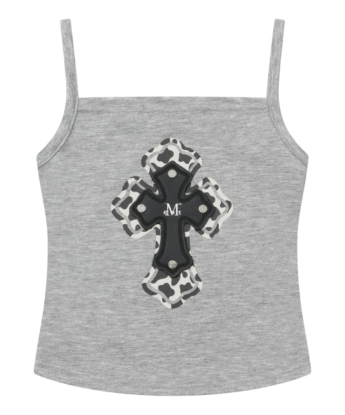 MUCENT(ムセント)の「マノバッグクロスレザーパッチスリーブレスナシ(2カラー)(Tシャツ/カットソー・レディース・グレー/ブラック・FREE)」の4枚目の写真