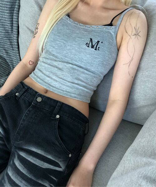 MUCENT(ムセント)の「マノバッグクロスレザーパッチスリーブレスナシ(2カラー)(Tシャツ/カットソー・レディース・グレー/ブラック・FREE)」の15枚目の写真