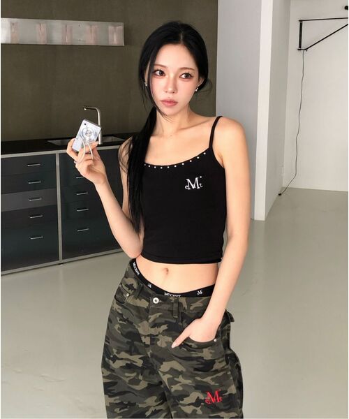 MUCENT(ムセント)の「マノバッグクロスレザーパッチスリーブレスナシ(2カラー)(Tシャツ/カットソー・レディース・グレー/ブラック・FREE)」の21枚目の写真