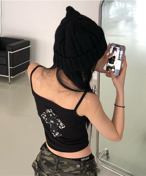MUCENT(ムセント)の「マノバッグクロスレザーパッチスリーブレスナシ(2カラー)(Tシャツ/カットソー・レディース・グレー/ブラック・FREE)」の22枚目の写真