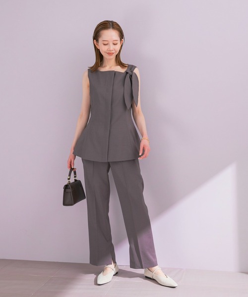 URBAN RESEARCH ROSSO WOMEN（アーバンリサーチ　ロッソ）の「リボンデザイン2WAYジレセットアップ（セットアップ・レディース・チャコールグレー/ブラック・38/36）」の4枚目の写真