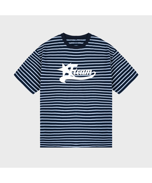 GRAVER（グレーバー）の「[ユニセックス]OF TEAM ストライプ半袖Tシャツ_3カラー（Tシャツ/カットソー・レディース・ホワイト/スカイブルー/ピンク・MEDIUM/LARGE）」の2枚目の写真