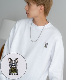 【SIDEWAYSTANCE】刺しゅうダウナーブルドッグ長袖Tシャツ SIDE24-133