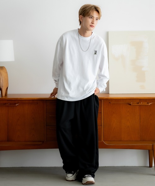 En serio TOKYO(エンソリオトーキョー)の「【SIDEWAYSTANCE】刺しゅうダウナーブルドッグ長袖Tシャツ SIDE24-133(Tシャツ/カットソー・メンズ・ブラック/カーキ/ホワイト/オートミール・SMALL/MEDIUM/LARGE/X-LARGE)」の18枚目の写真