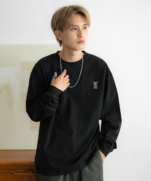 En serio TOKYO(エンソリオトーキョー)の「【SIDEWAYSTANCE】刺しゅうダウナーブルドッグ長袖Tシャツ SIDE24-133(Tシャツ/カットソー・メンズ・ブラック/カーキ/ホワイト/オートミール・SMALL/MEDIUM/LARGE/X-LARGE)」の17枚目の写真
