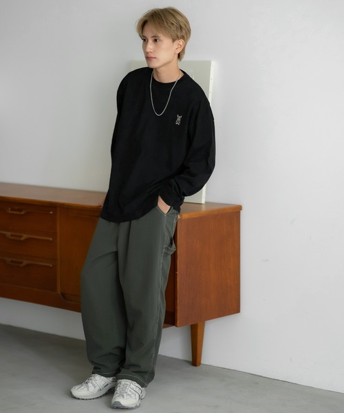 En serio TOKYO(エンソリオトーキョー)の「【SIDEWAYSTANCE】刺しゅうダウナーブルドッグ長袖Tシャツ SIDE24-133(Tシャツ/カットソー・メンズ・ブラック/カーキ/ホワイト/オートミール・SMALL/MEDIUM/LARGE/X-LARGE)」の15枚目の写真