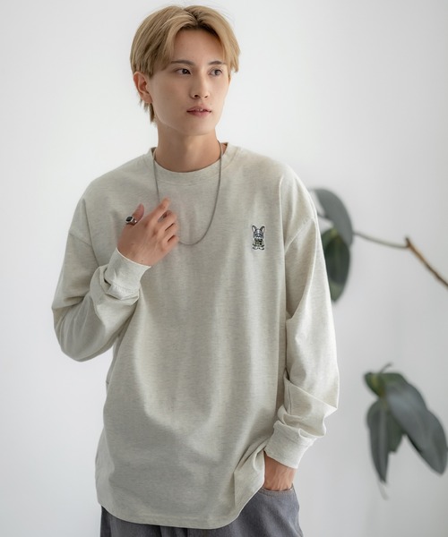 En serio TOKYO(エンソリオトーキョー)の「【SIDEWAYSTANCE】刺しゅうダウナーブルドッグ長袖Tシャツ SIDE24-133(Tシャツ/カットソー・メンズ・ブラック/カーキ/ホワイト/オートミール・SMALL/MEDIUM/LARGE/X-LARGE)」の14枚目の写真