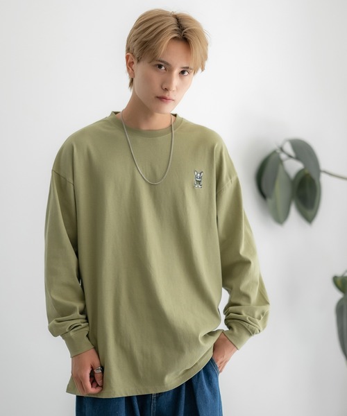 En serio TOKYO(エンソリオトーキョー)の「【SIDEWAYSTANCE】刺しゅうダウナーブルドッグ長袖Tシャツ SIDE24-133(Tシャツ/カットソー・メンズ・ブラック/カーキ/ホワイト/オートミール・SMALL/MEDIUM/LARGE/X-LARGE)」の11枚目の写真
