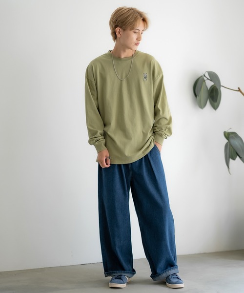 En serio TOKYO(エンソリオトーキョー)の「【SIDEWAYSTANCE】刺しゅうダウナーブルドッグ長袖Tシャツ SIDE24-133(Tシャツ/カットソー・メンズ・ブラック/カーキ/ホワイト/オートミール・SMALL/MEDIUM/LARGE/X-LARGE)」の9枚目の写真