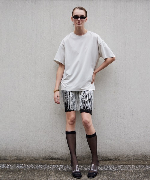MAISON SPECIAL(メゾンスペシャル)の「Fringe Cupra Jersey T-Shirt/フリンジキュプラジャージTシャツ(Tシャツ/カットソー・レディース・ブルー/アイボリー/ブラック・FREE)」の2枚目の写真